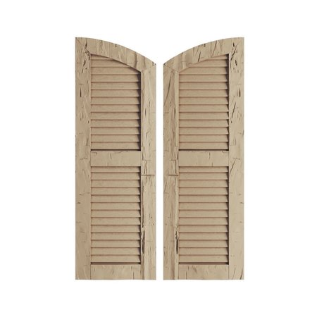 Timberthane Hand Hewn 2 Equal Louver W/Elliptical Top Faux Wood Shutters, 18W X 54H (48 Low Side)